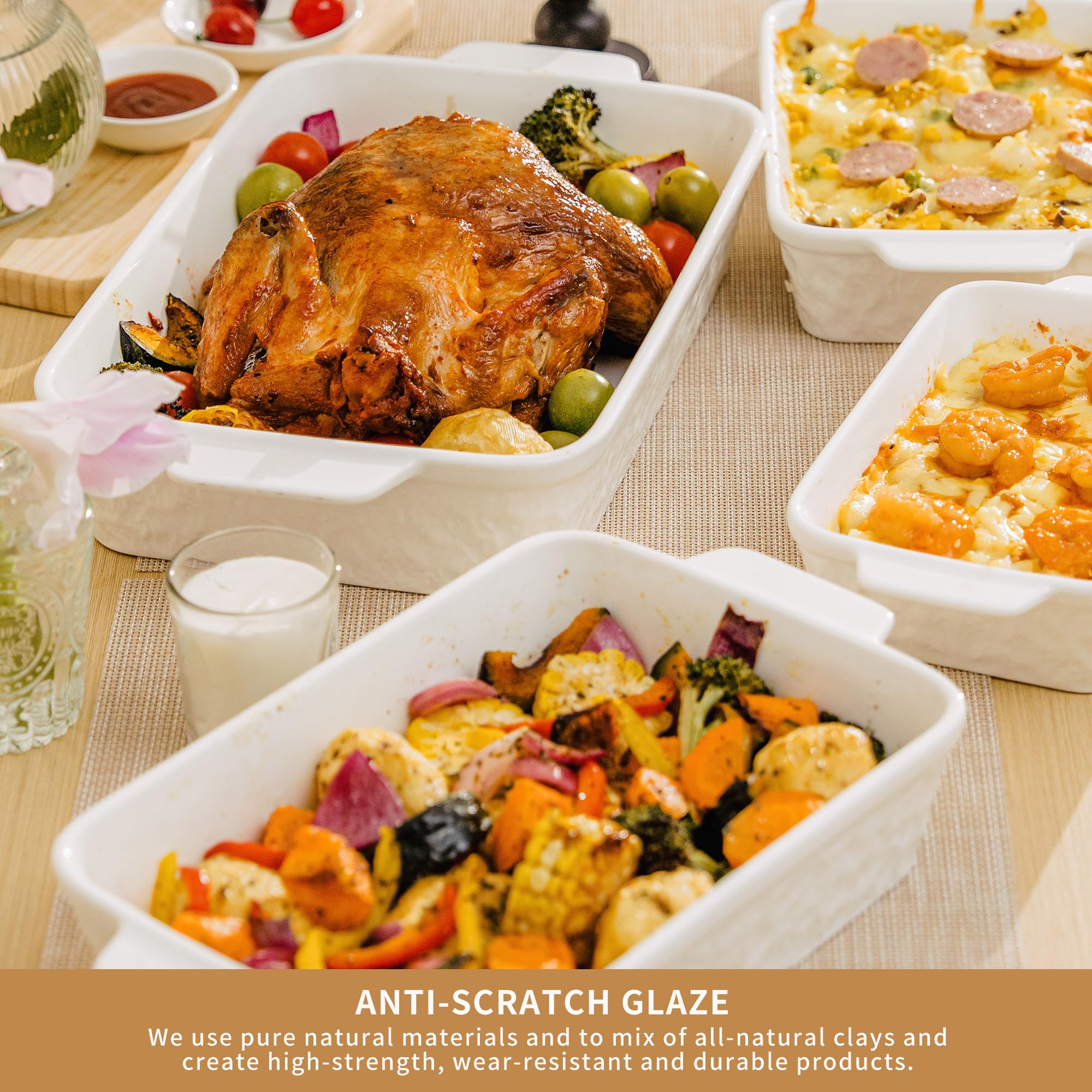 Dafuceramic bakeware with dual handles for easy oven-to-table transfers