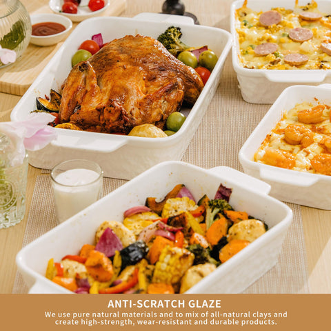 Dafuceramic bakeware with dual handles for easy oven-to-table transfers