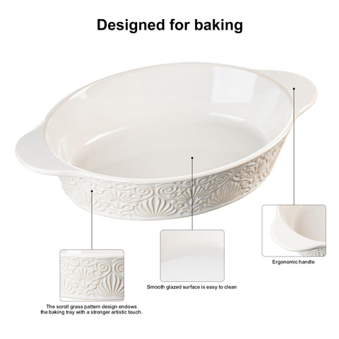 Dafuceramic oven-safe and microwave-safe bakeware for versatile cooking.