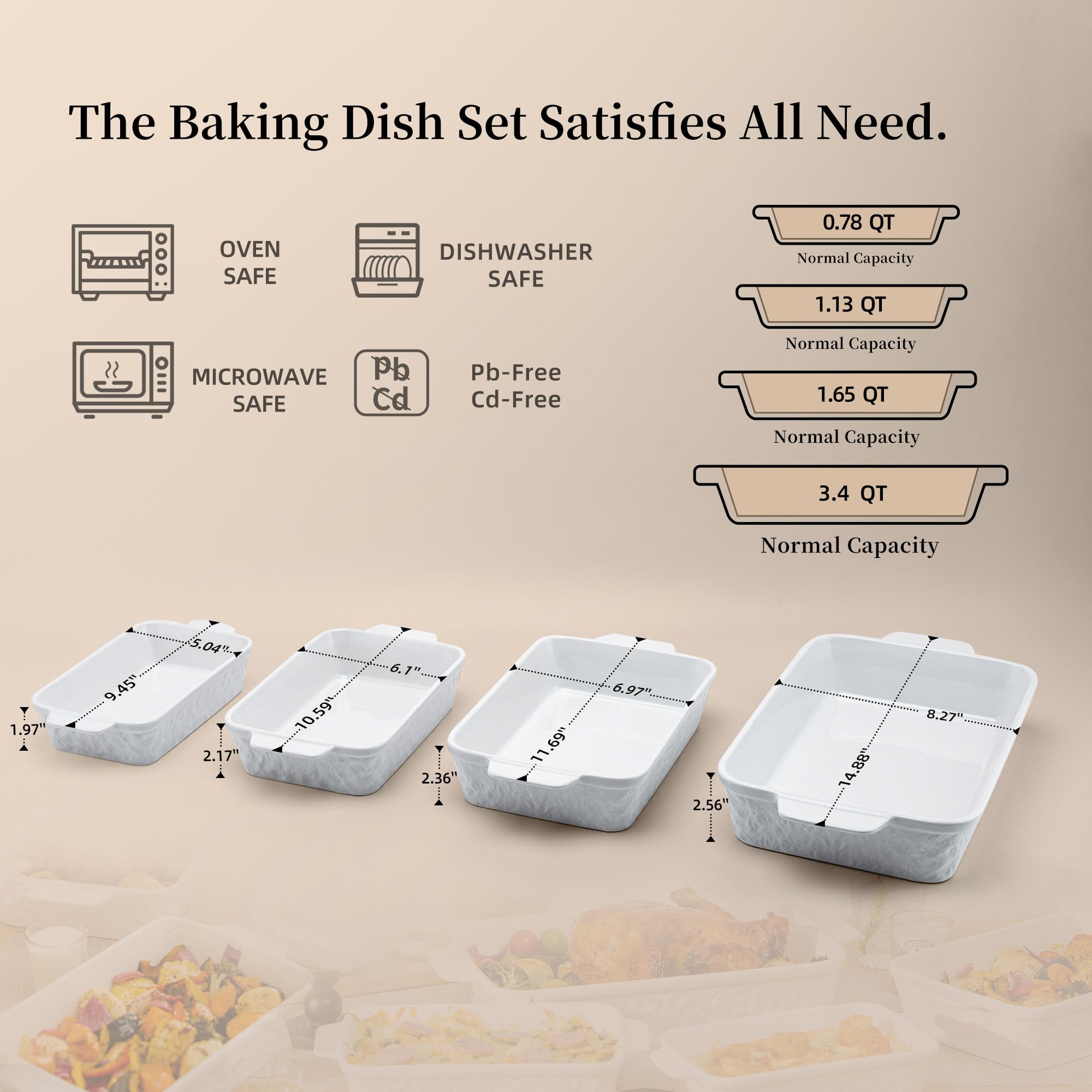 Dafuceramic porcelain bakeware highlights durability and dishwasher-friendly convenience