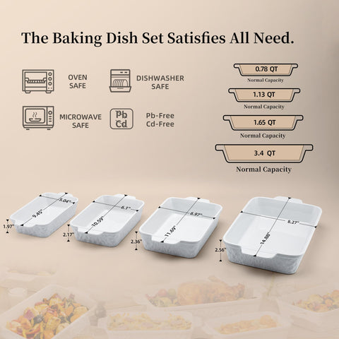 Dafuceramic porcelain bakeware highlights durability and dishwasher-friendly convenience