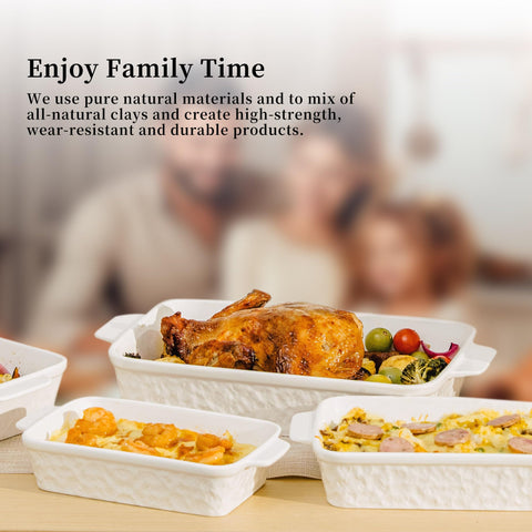 Dafuceramic white porcelain dishes safe for oven, fridge, microwave, and dishwasher