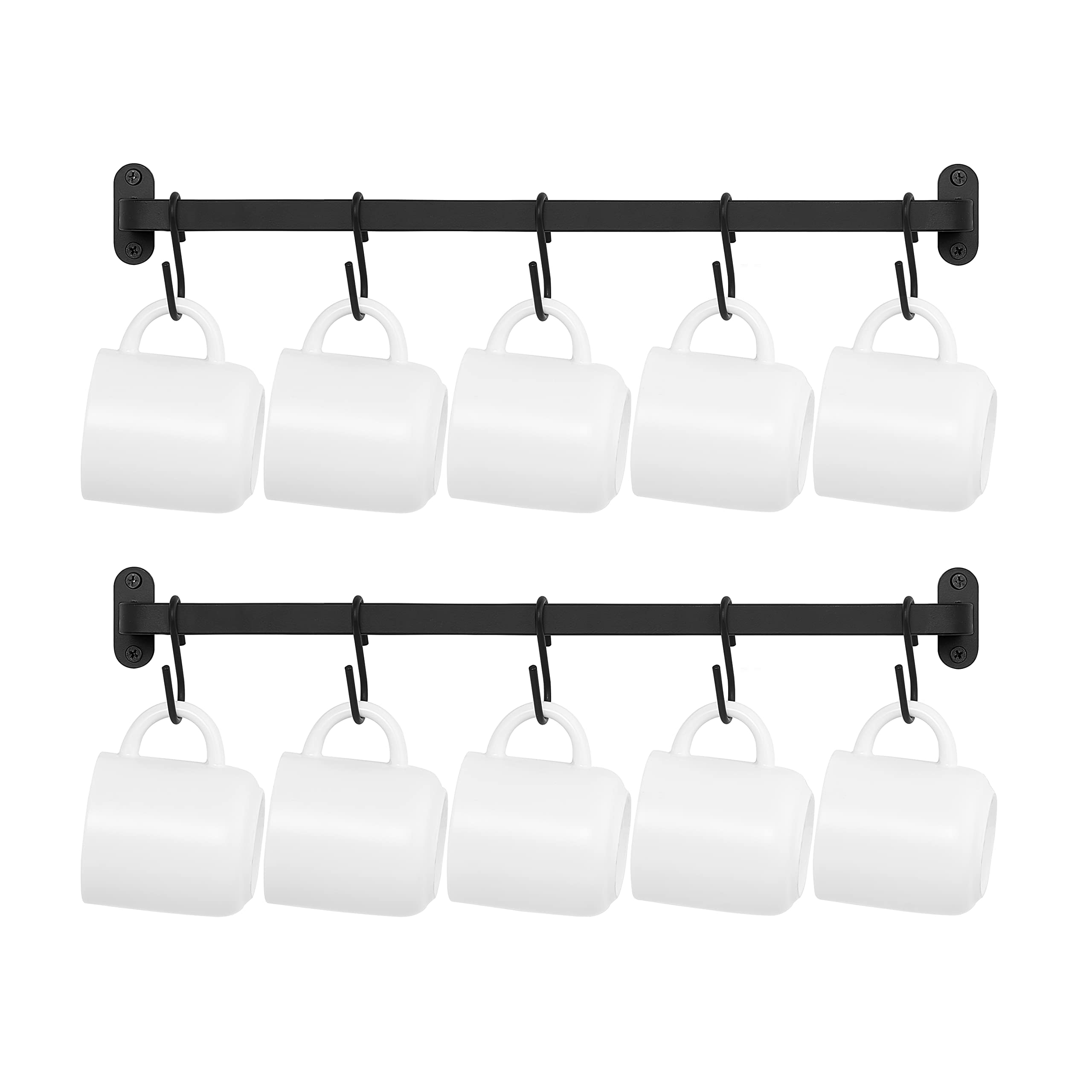 Dahey mug holder wall mount with 10 hooks keeps mugs neatly displayed and within reach.