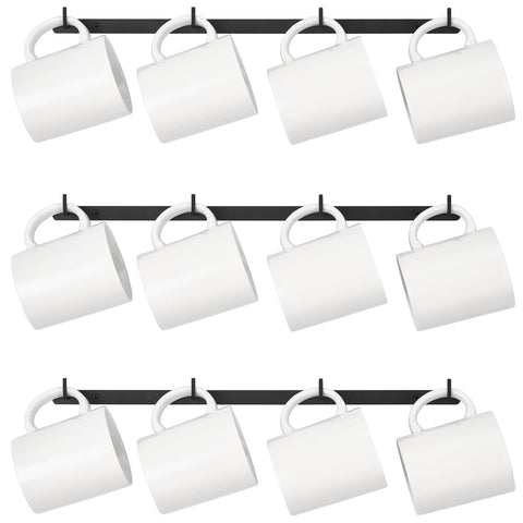 Dahey wall-mounted mug rack with four hooks for organized mugs.