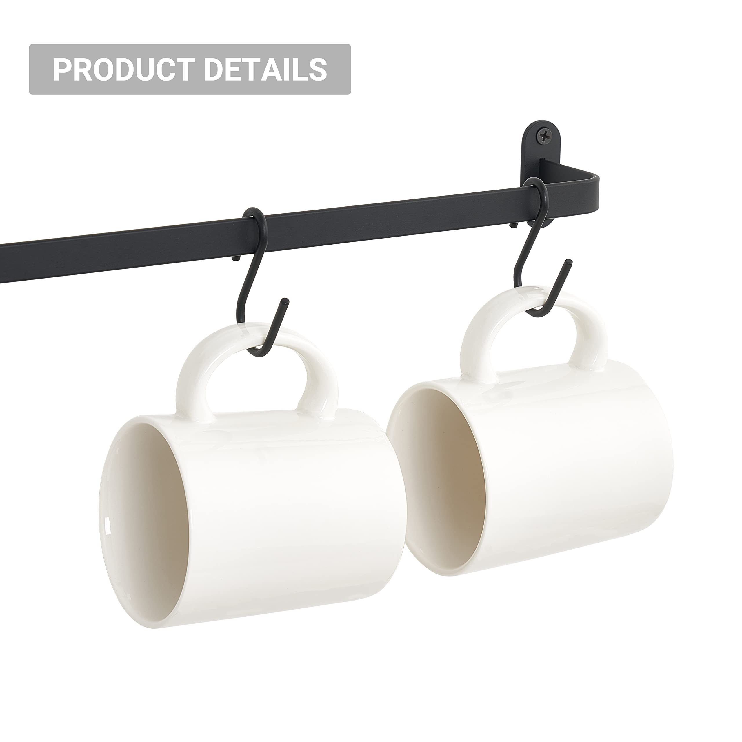 Dahey wall-mounted mug rack saves counter space while keeping cups easy to grab.
