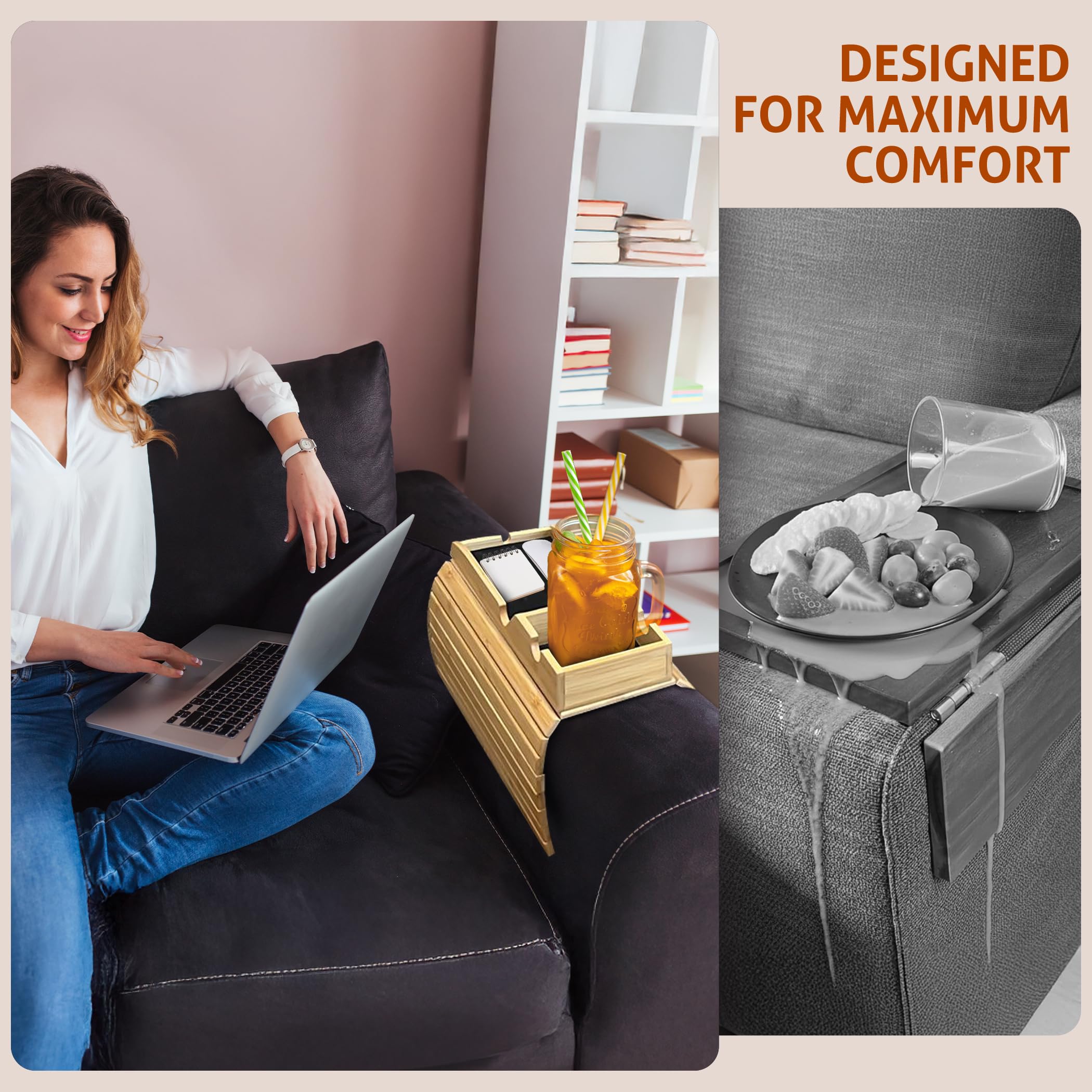 Daily Favorites Bamboo Arm Tray ideal for apartments, dorms, RVs