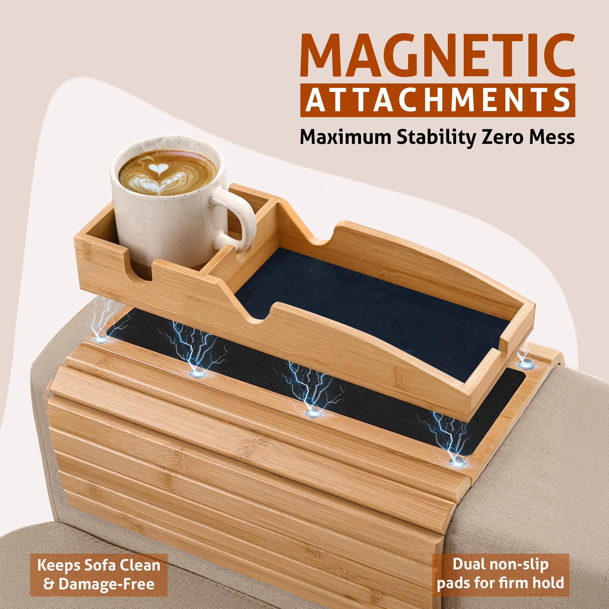 Daily Favorites Bamboo Arm Tray phone stand for hands-free viewing