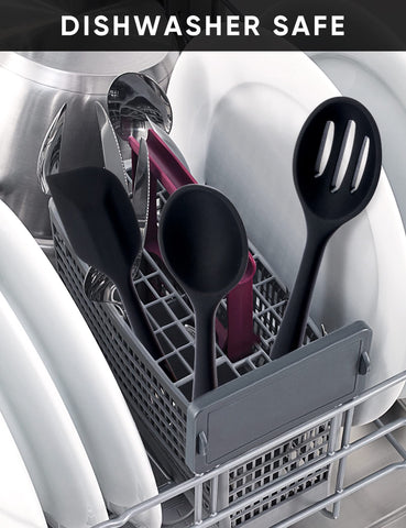 Daily Kisn silicone utensils are dishwasher safe for quick cleanup.