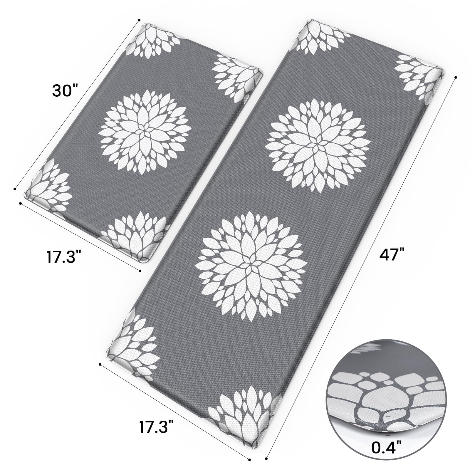 DailyCuddles anti-fatigue mat grey closeup showing cushioned surface.