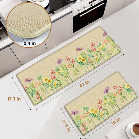 DailyCuddles small floral kitchen mat cushions feet at desk or sink