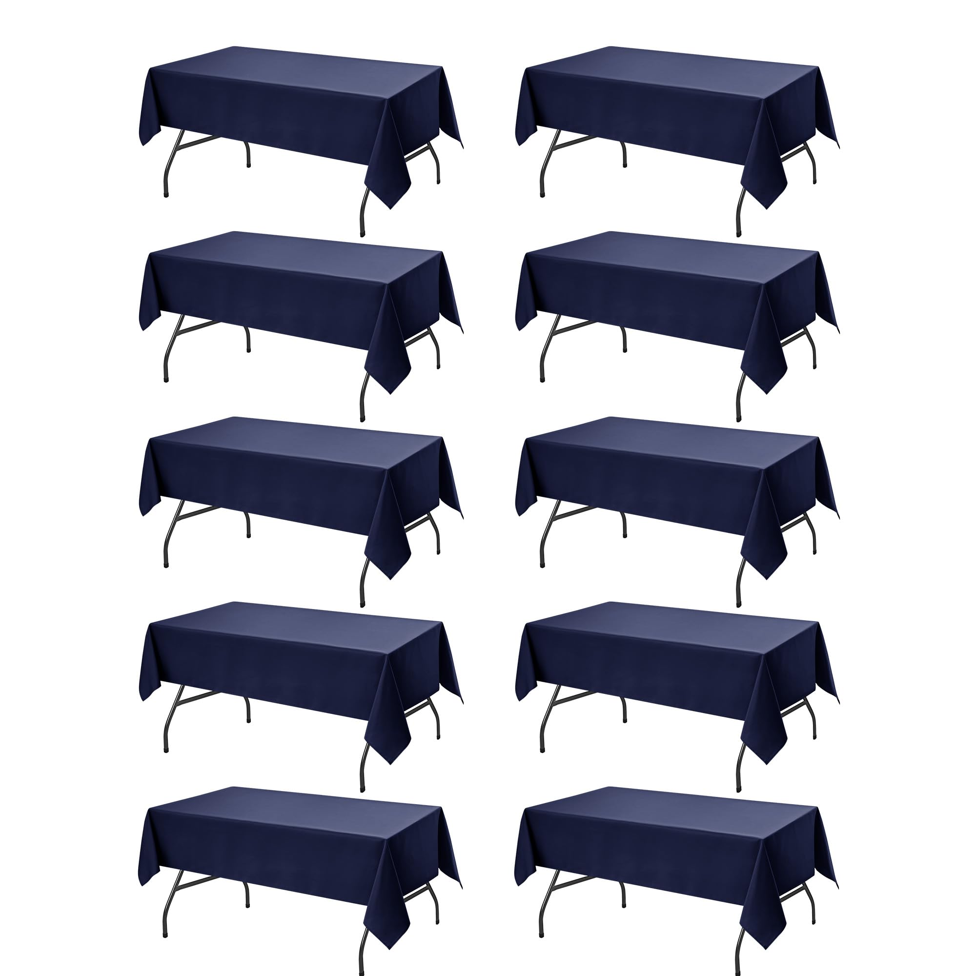 Dailyset navy blue tablecloth on a 6-foot table for a polished event