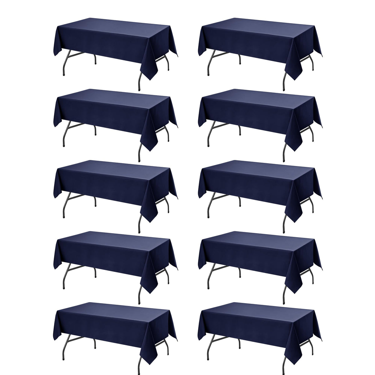 Dailyset navy blue tablecloth on a 6-foot table for a polished event