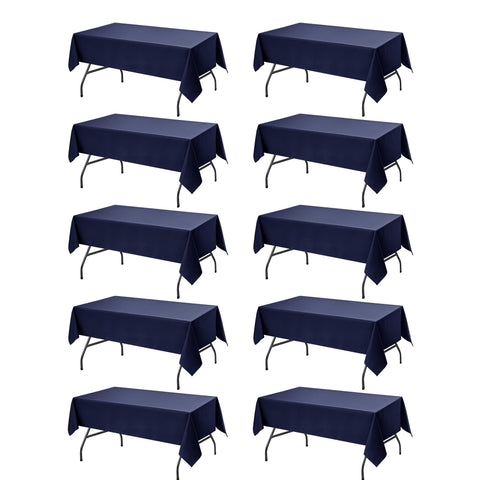 Dailyset navy blue tablecloth on a 6-foot table for a polished event