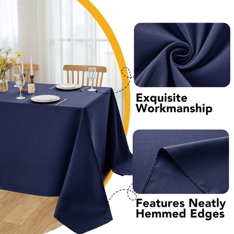 Dailyset navy tablecloth draped on a wedding banquet table for elegance