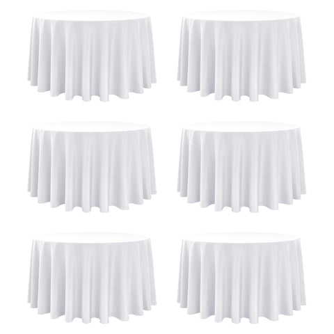 Dailyset white round tablecloth 120in front view for elegant events