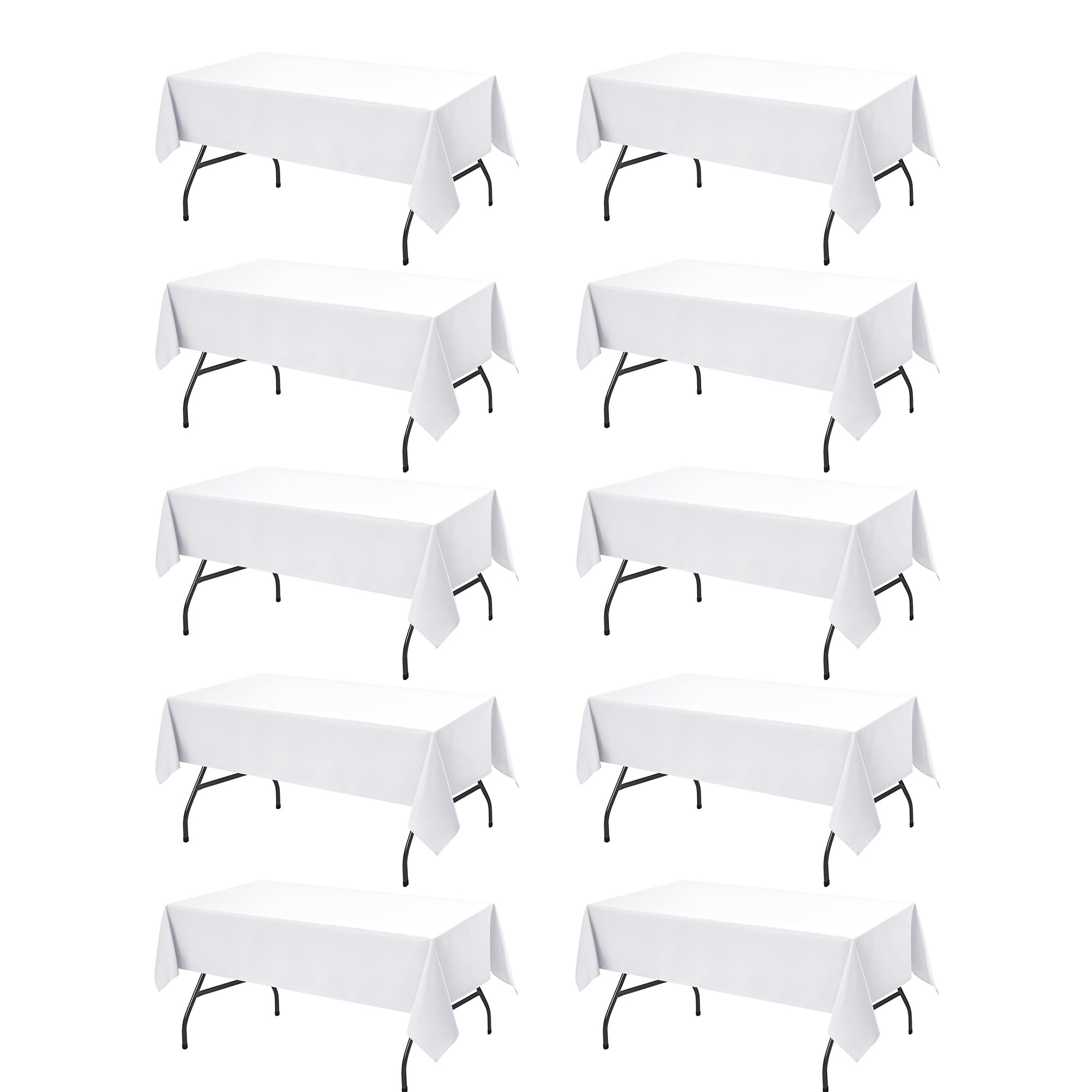 Dailyset white tablecloth 60x102 on a rectangle table, stain-resistant for easy cleanup