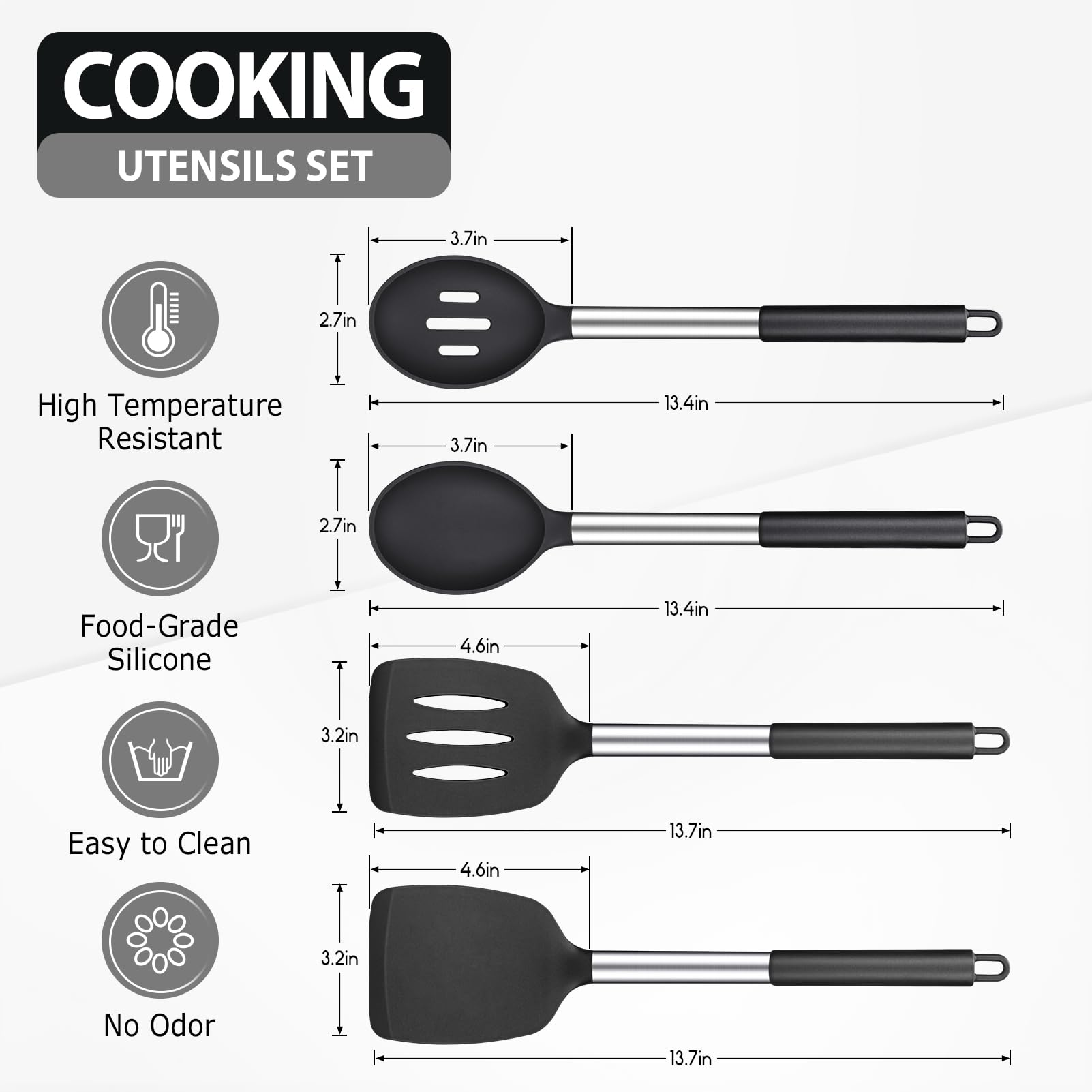 DaiRen Kitchen silicone solid spoon with comfortable grip for precise stirring.