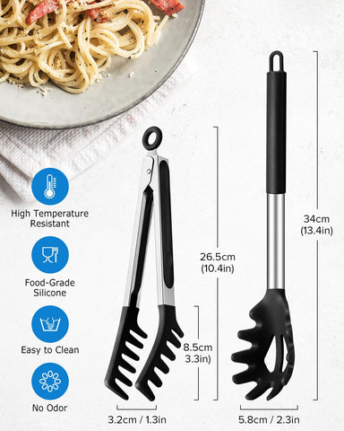 DaiRen Kitchen silicone head with teeth helps lift pasta without drops.