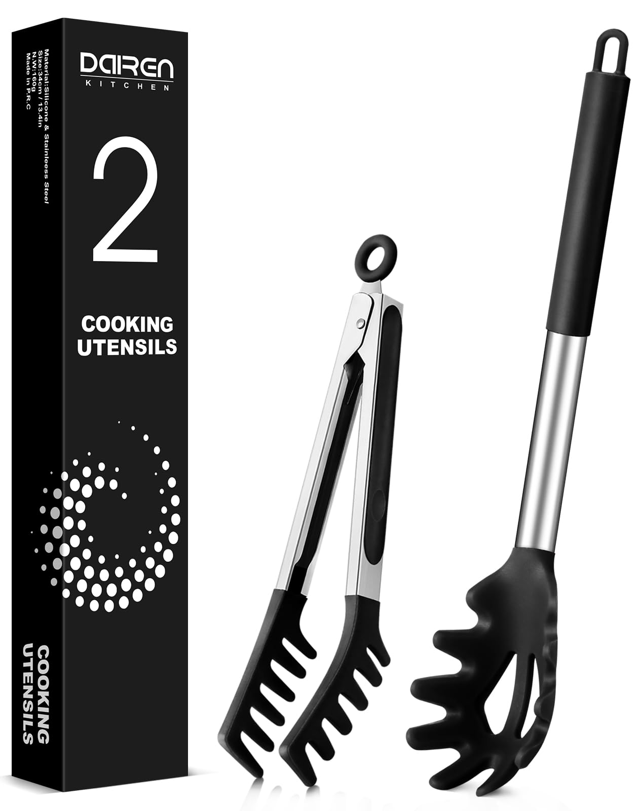 DaiRen Kitchen spaghetti spoon with teeth and stainless steel handle for secure pasta pickup.