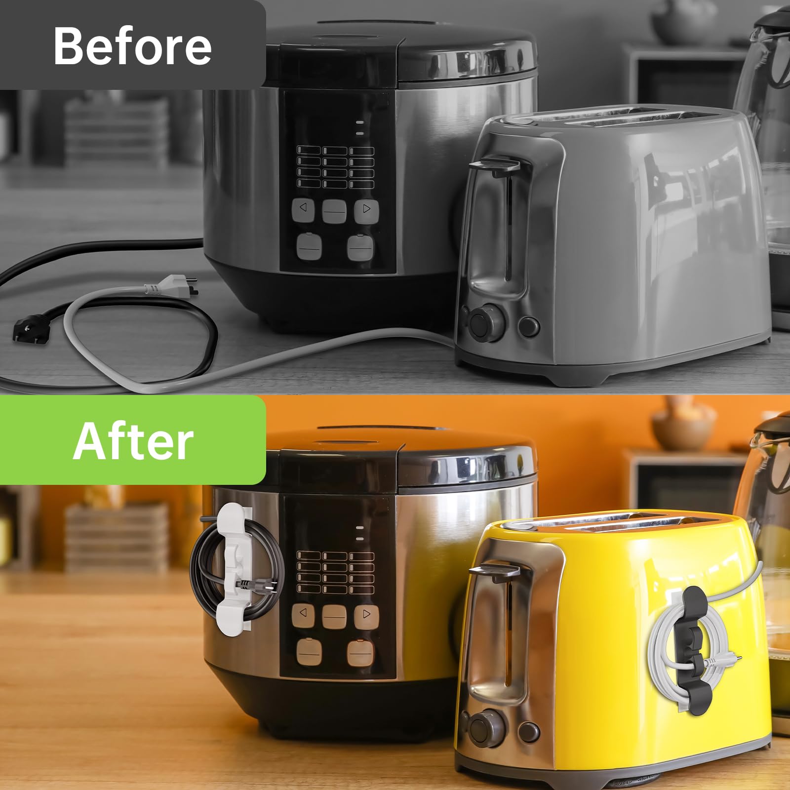 Daisyhome three-slot design neatly holds multiple appliance cords.