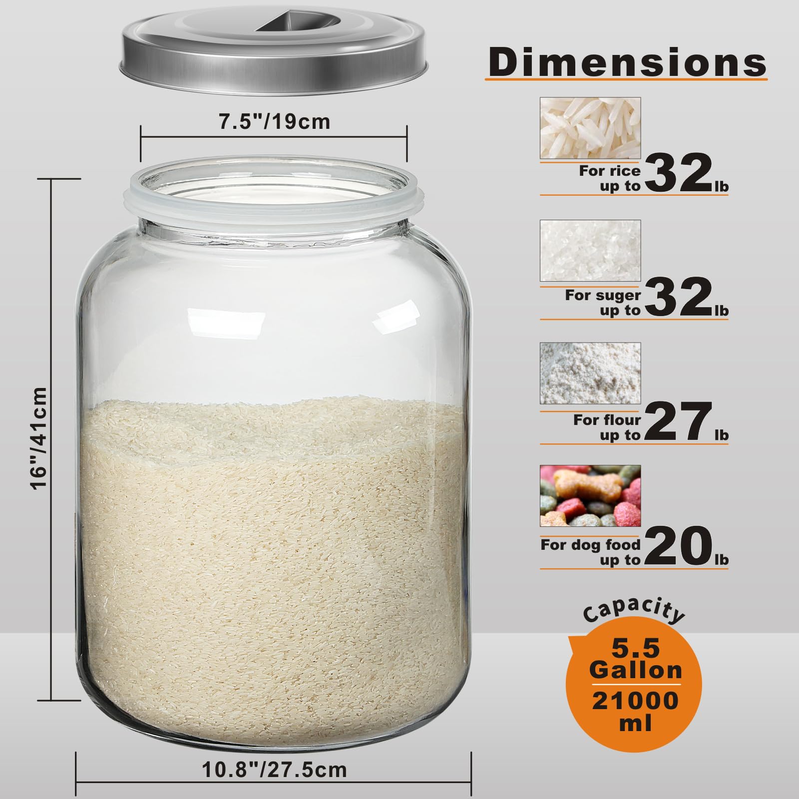 Daitouge tall 41 cm jar ideal for kitchen and laundry storage