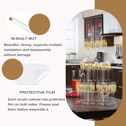 DaJi-U Clear Acrylic Wine Glass Rack highlights transparency and modern elegance.