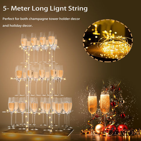 DaJi-U LED Light Champagne Flute Holder adds subtle illumination for celebrations.