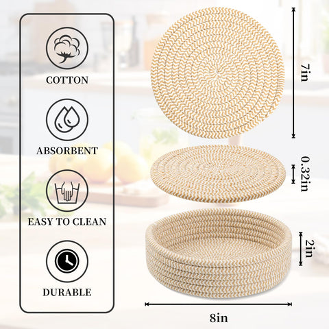 Dakartoon storage basket included with the 5-piece trivet set keeps small items organized.