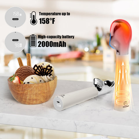 Dalicode scoop with LED display indicates battery and temperature at a glance.