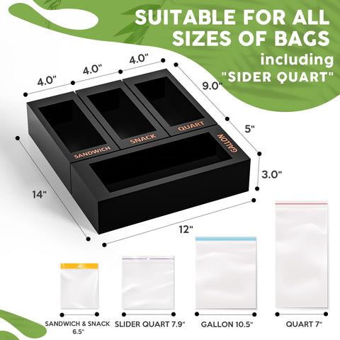 DALSHABET 12x5x3 inch compartment fits larger quart bags