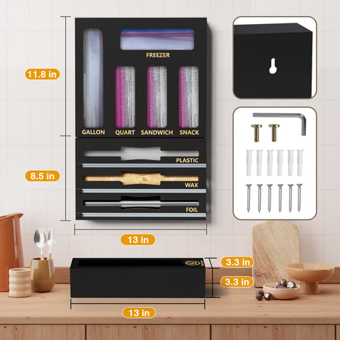 DALSHABET bag organizer for sandwich, quart, snack and gallon bags