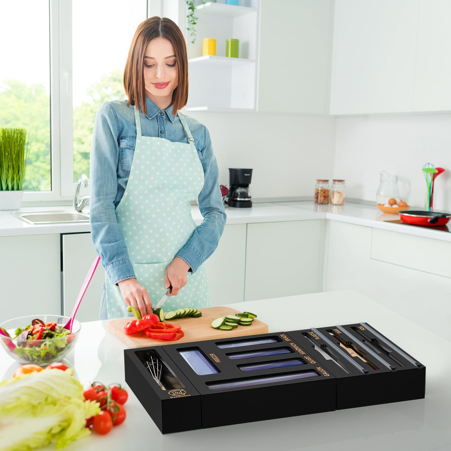 DALSHABET wall-mountable kitchen organizer saves counter space