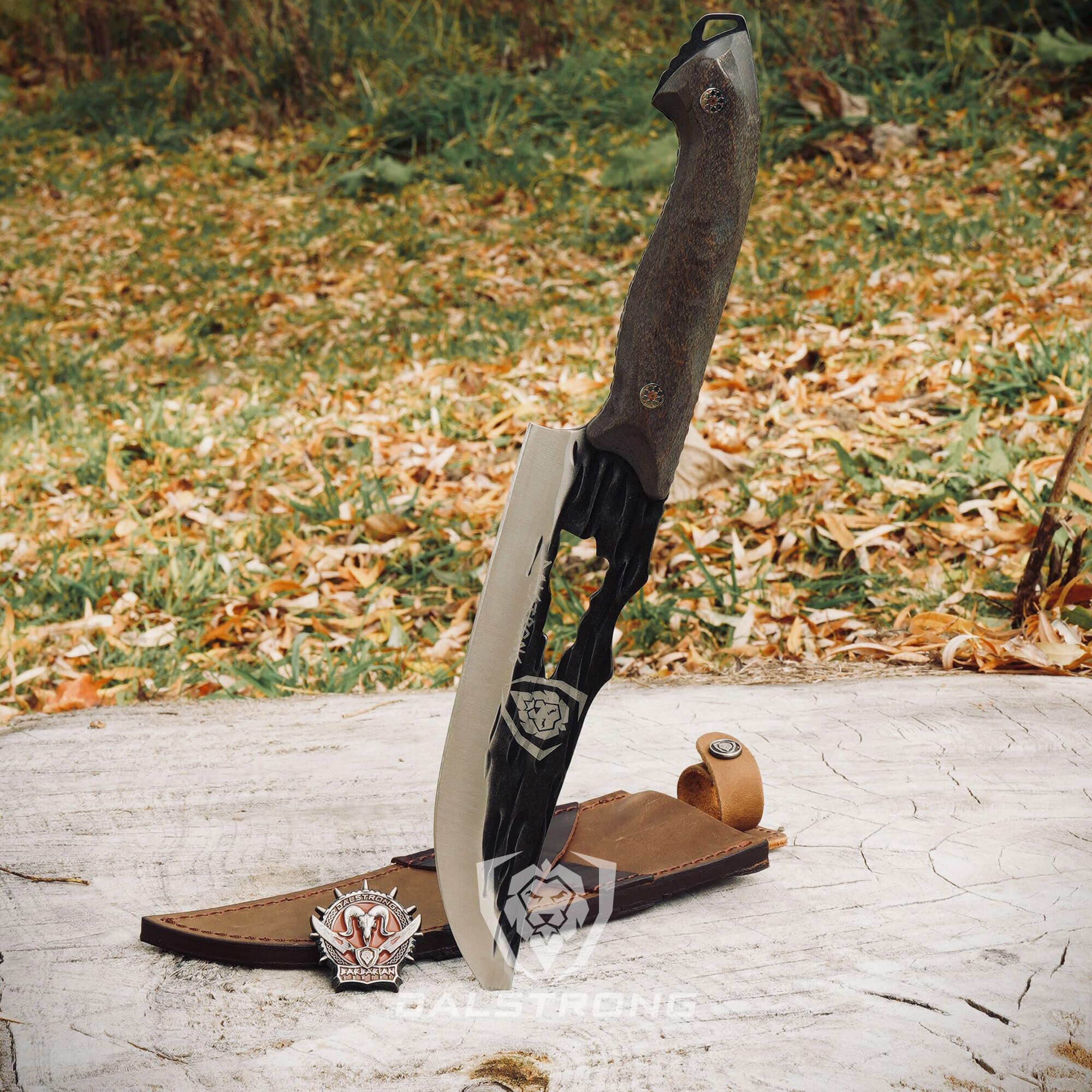 Dalstrong Barbarian knife on kitchen counter ready to slice