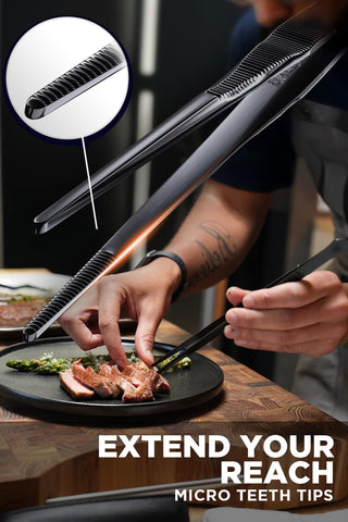 Dalstrong tweezers ideal for BBQ and precise plating tasks.
