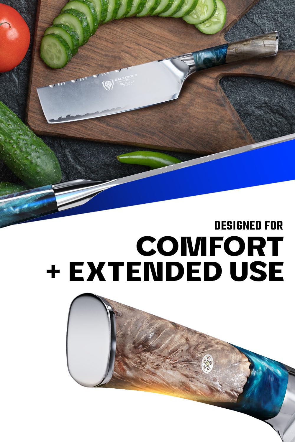 Celestial resin handle with stabilized wood and stainless bolster