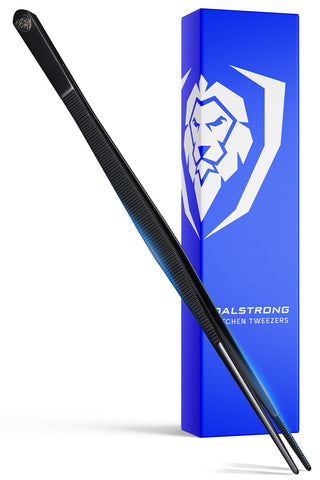 Dalstrong chef tweezers 12in precision grip for delicate plating and garnishes.