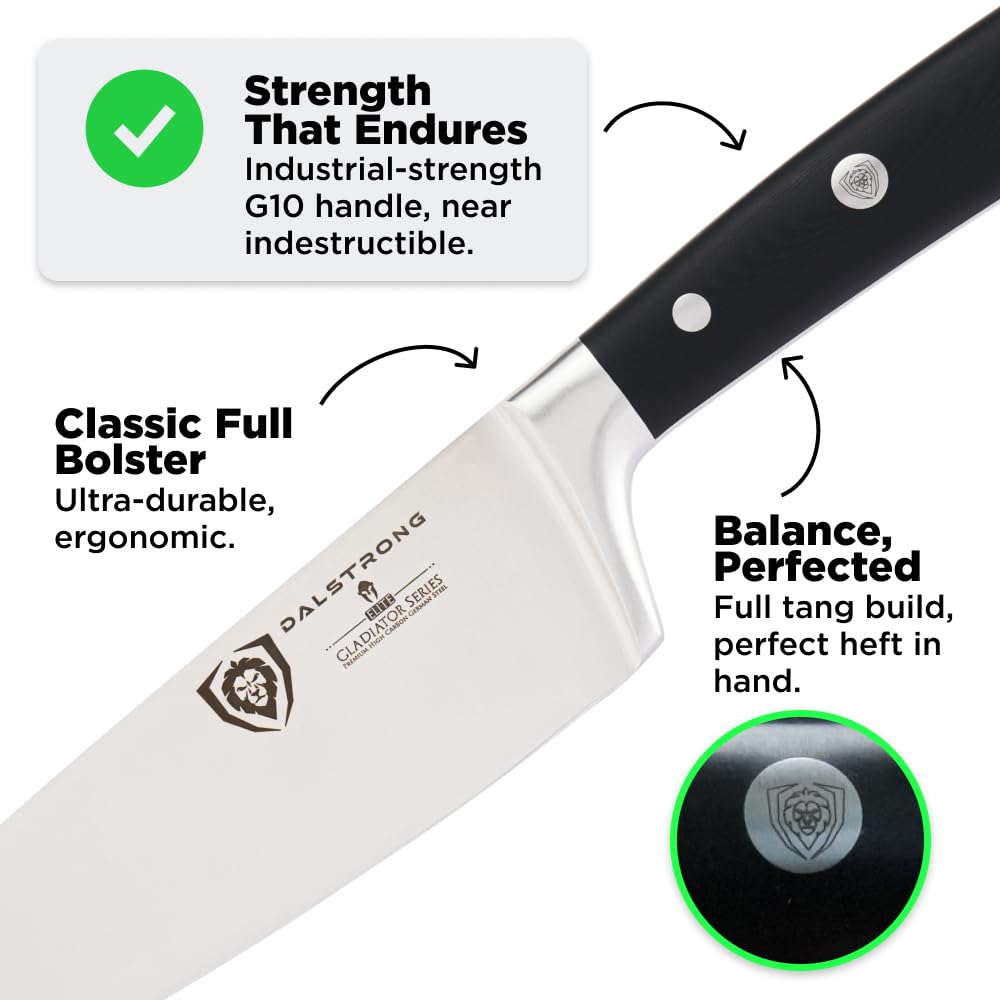 Dalstrong Gladiator Elite 8in sheath protects the blade during storage