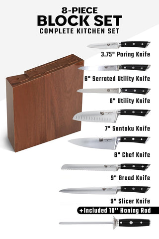 Dalstrong Gladiator hand-polished edge delivers smooth slicing and easy maintenance.
