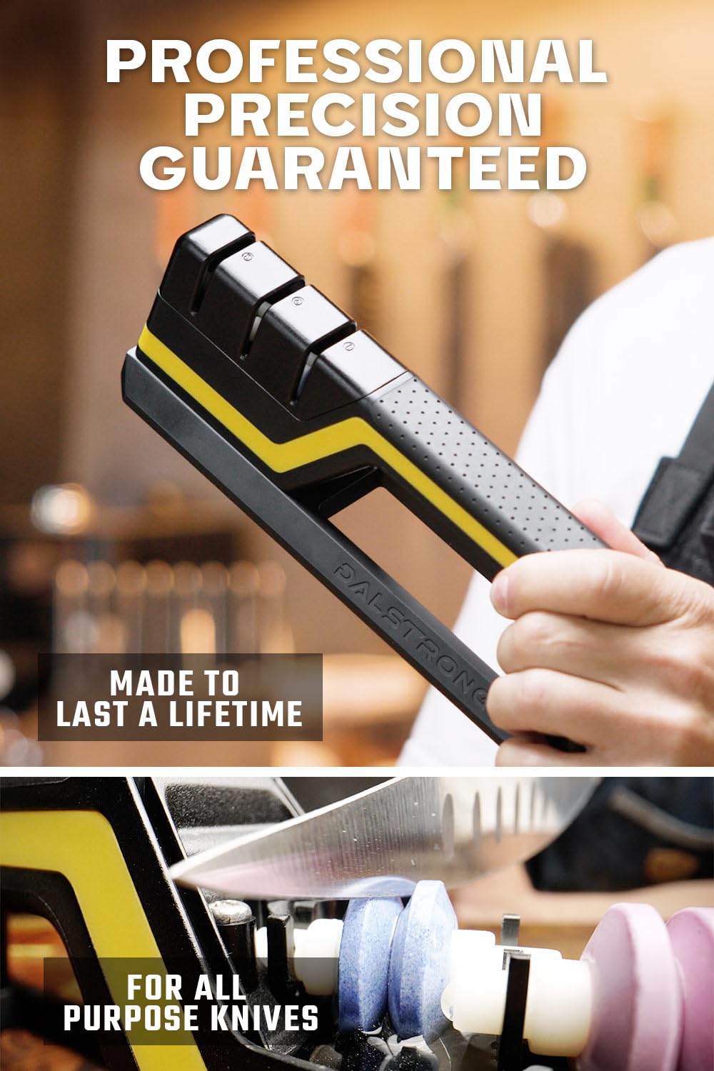 Dalstrong Hornet sharpener silicone grips offer secure, comfortable handling
