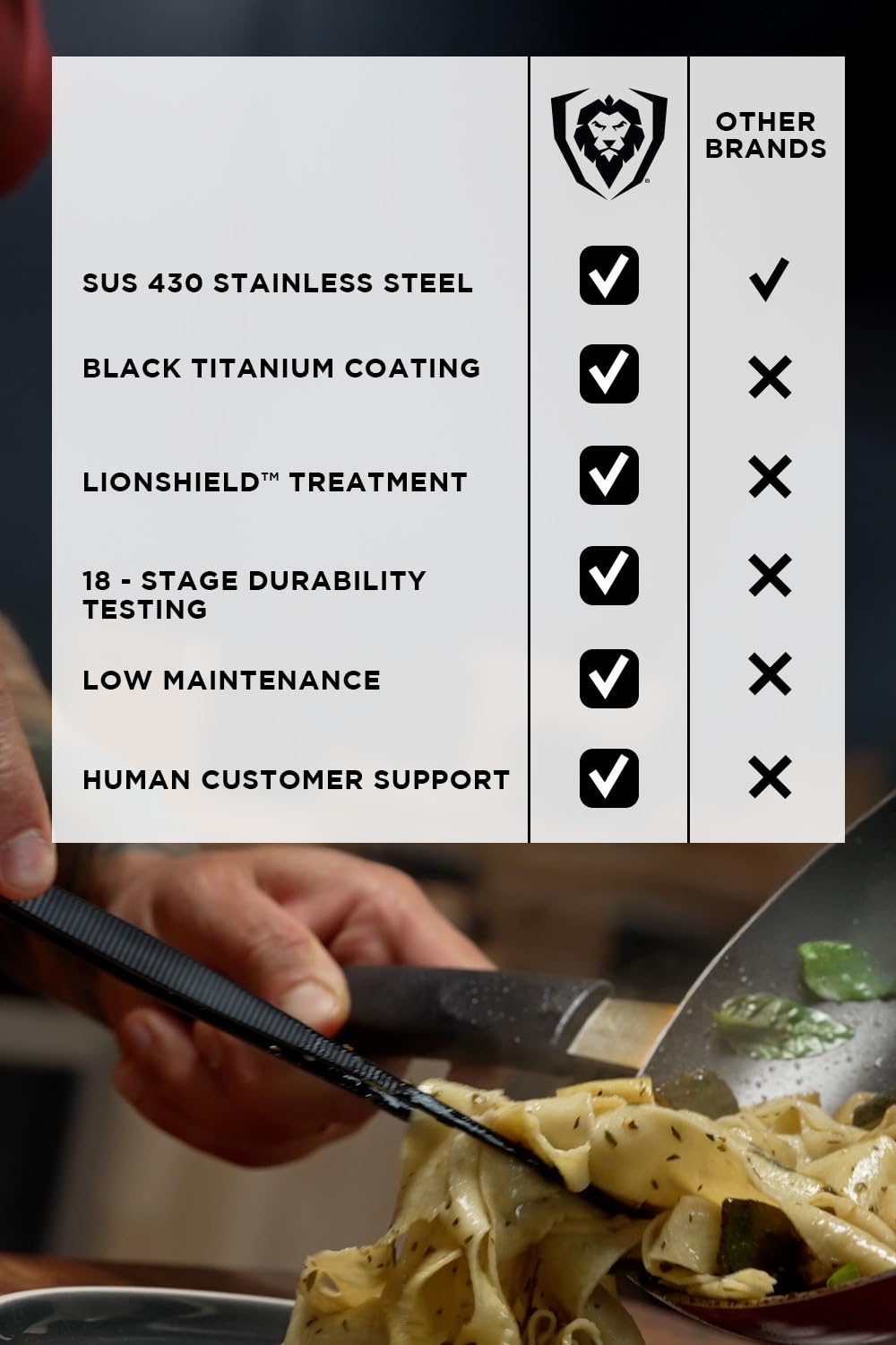 Dalstrong lifetime warranty emblem shown on the tweezers.