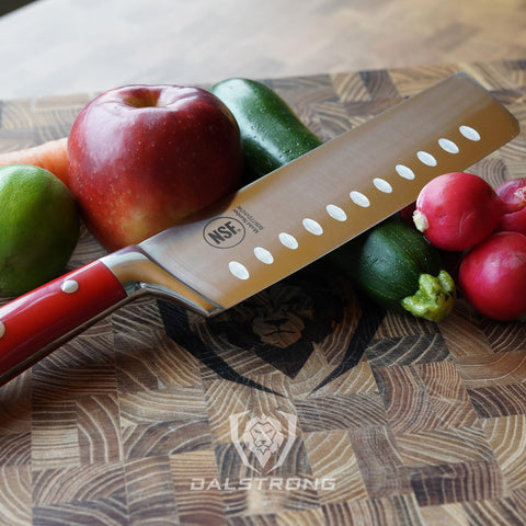 Dalstrong Nakiri 7in Gladiator ergonomic grip enables comfortable extended prep.