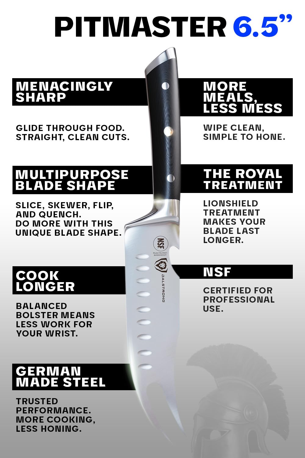 Dalstrong Pitmaster full-tang profile illustrating stability and control
