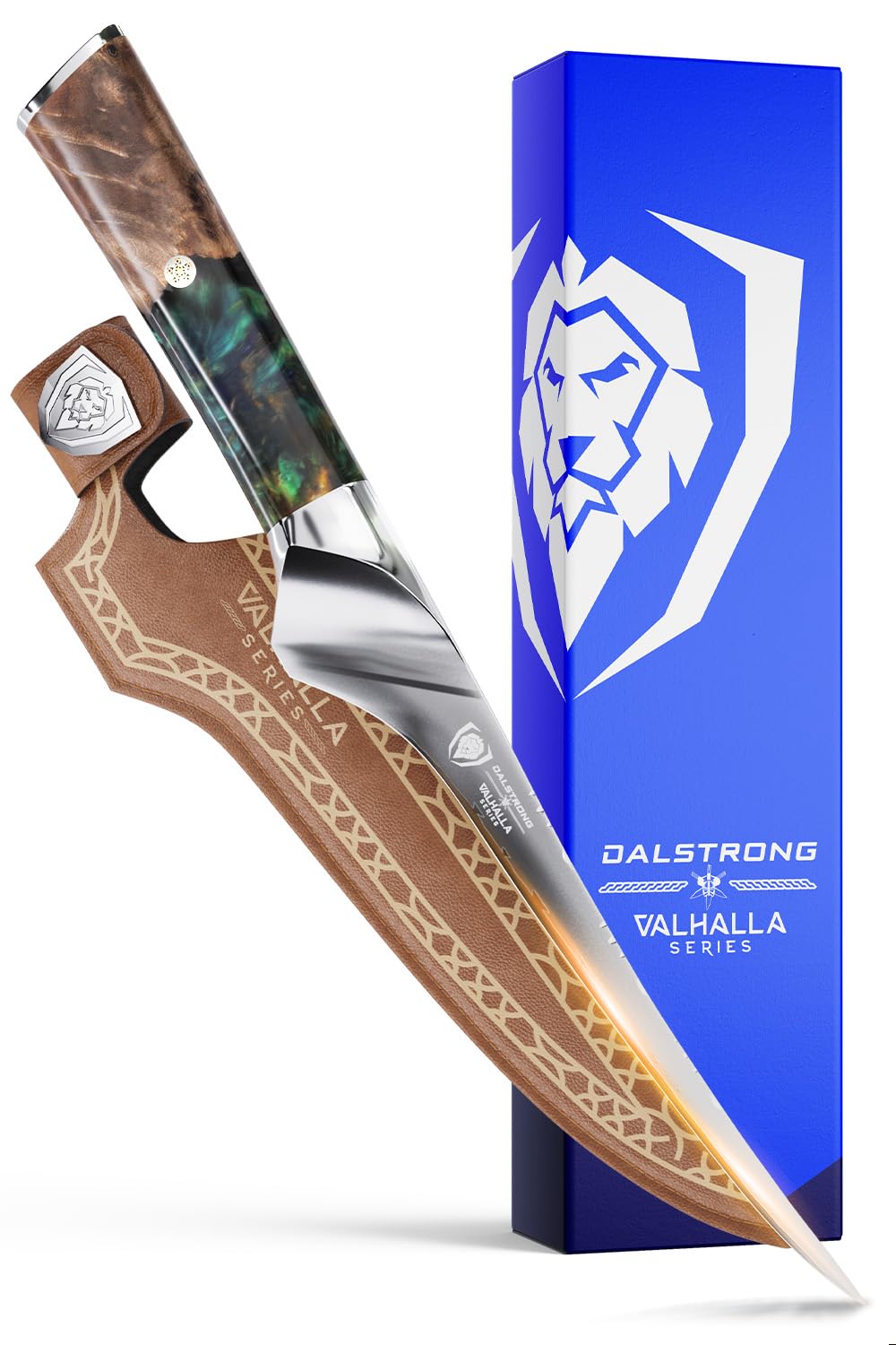 Dalstrong Valhalla fillet knife with flexible blade for precise filleting.