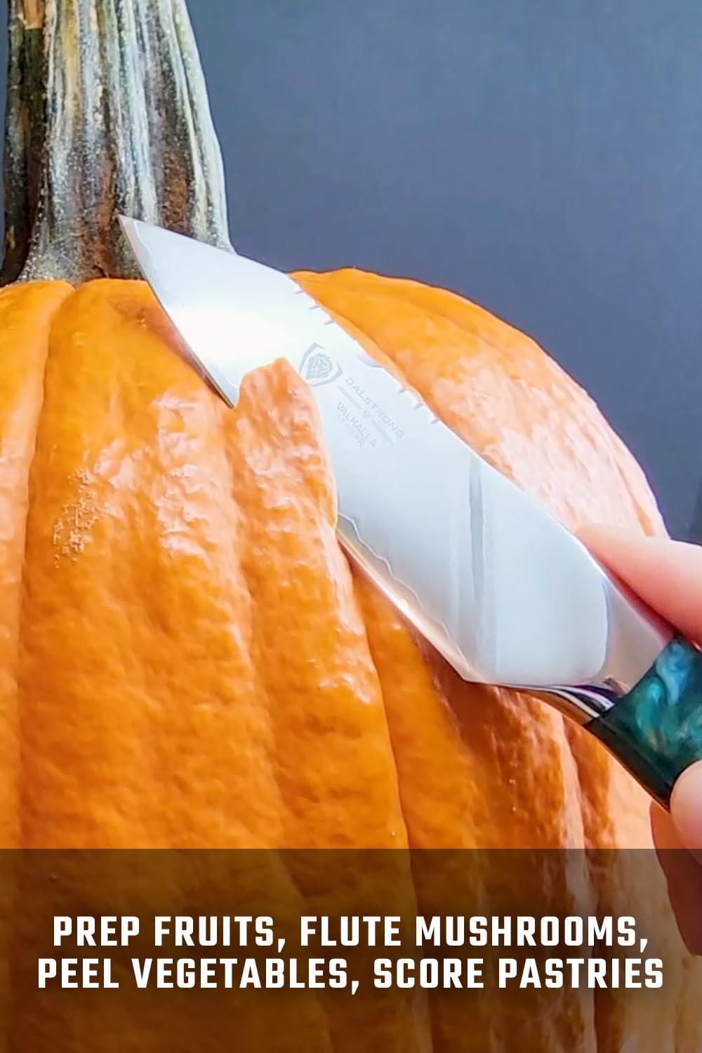 Stabilized wood accent and bolster on Dalstrong Valhalla paring knife