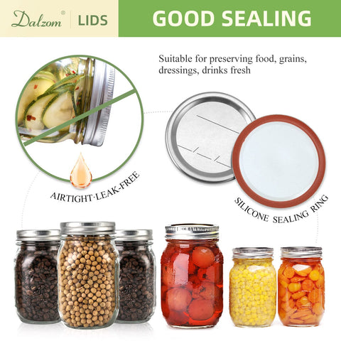 Dalzom airtight lids placed on a wide-mouth jar for preserved contents