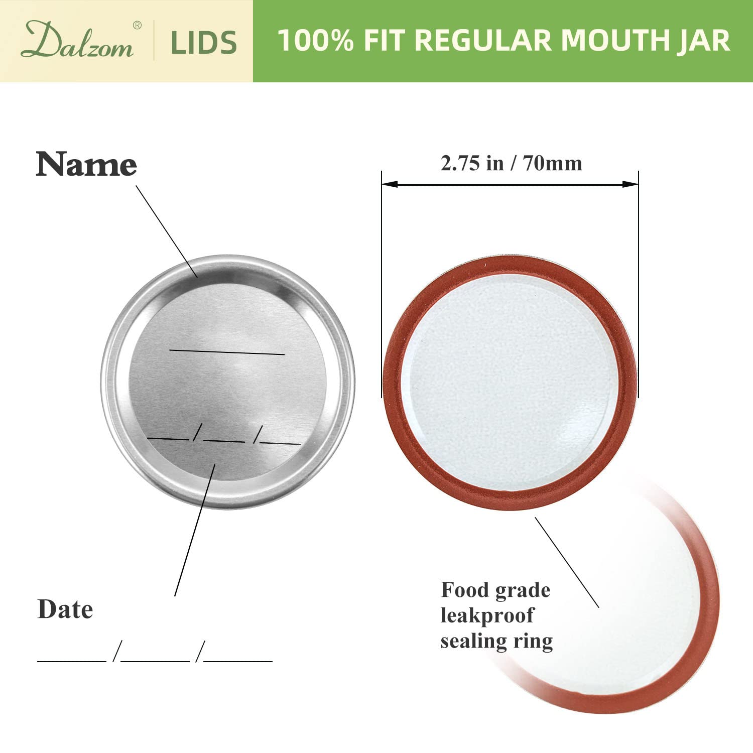 Dalzom food-grade metal lids designed for safe canning.