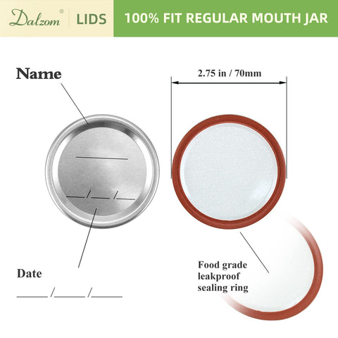 Dalzom regular-mouth lids on Ball and Kerr jars for airtight preserves