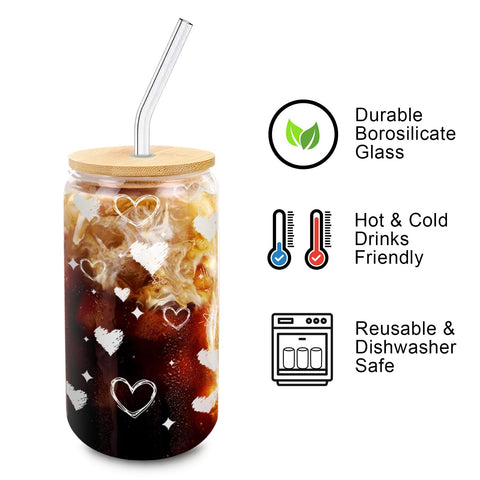 DAMCONME bamboo lid 16oz paired with heart tumbler promotes stylish, secure sipping.