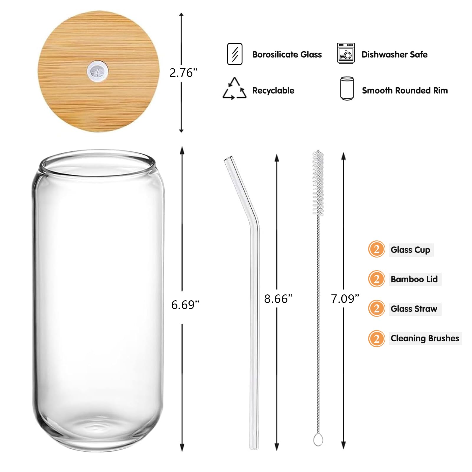 Damconme glass cup cleaning brushes easy rinsing between uses