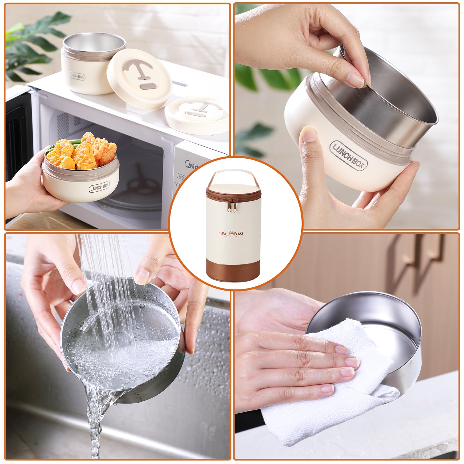 Dandat 304 stainless bento box resists corrosion and preserves flavors.